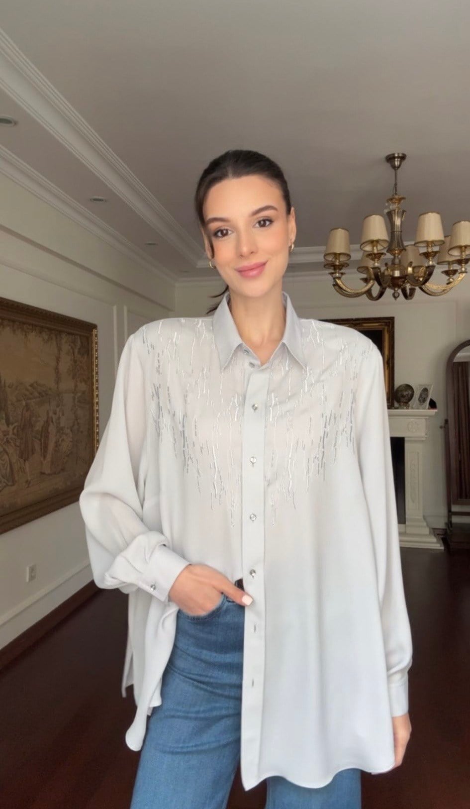 Vintage Nakış Detaylı Gömlek