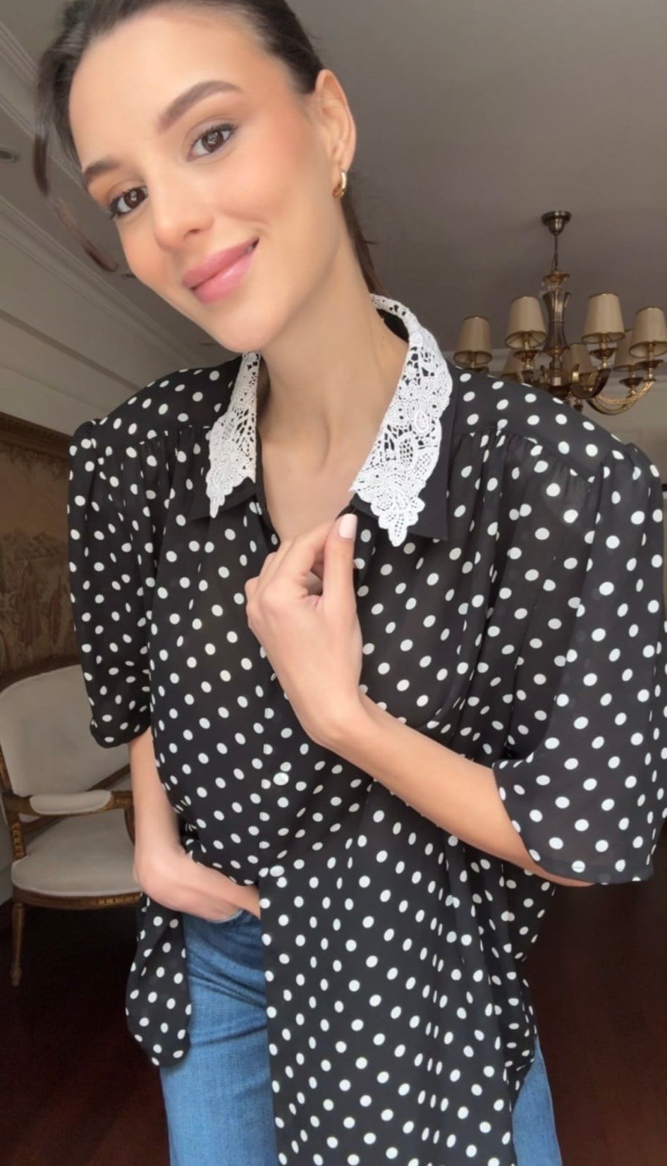 Vintage Puanlı Gömlek