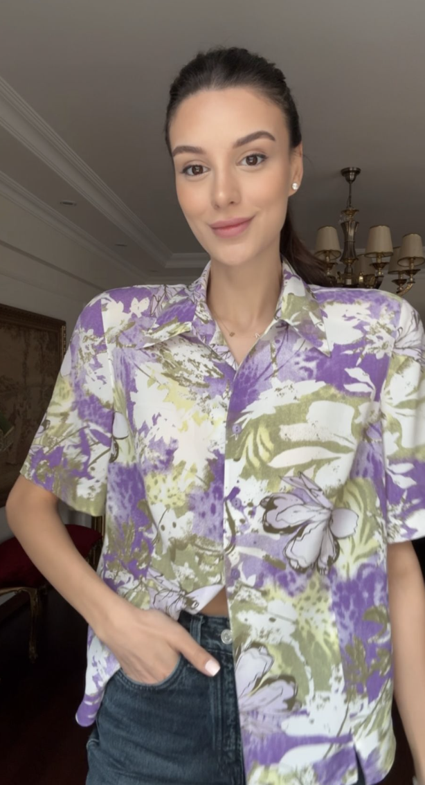 Vintage Soyut Floral Gömlek