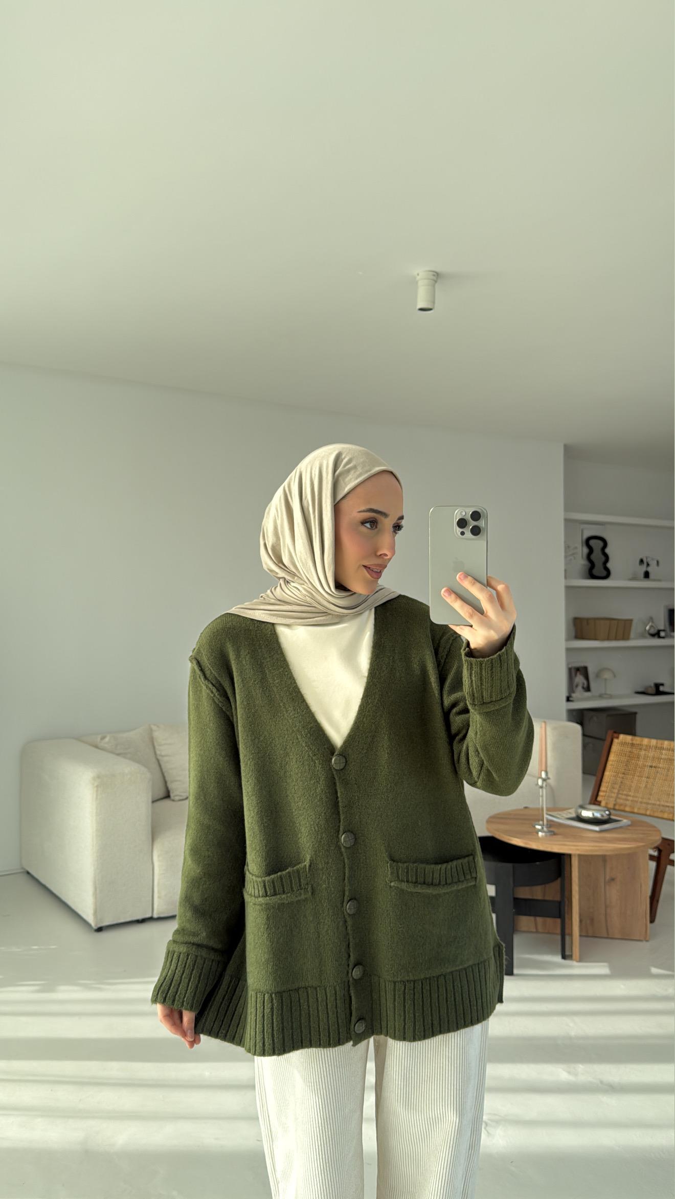 5 Düğmeli Cepli Triko Hırka