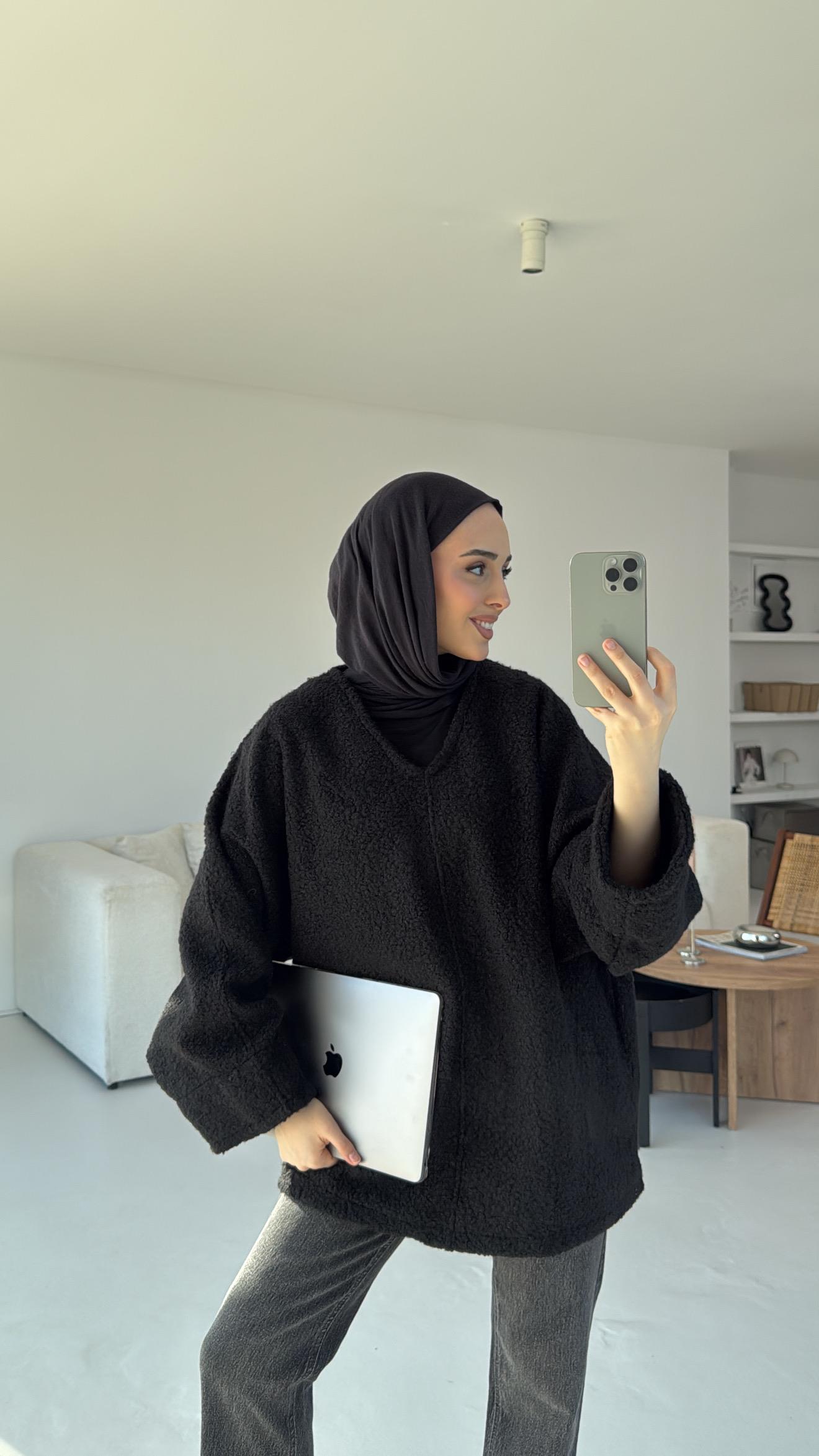 Buklet Kalın Sweatshirt Siyah