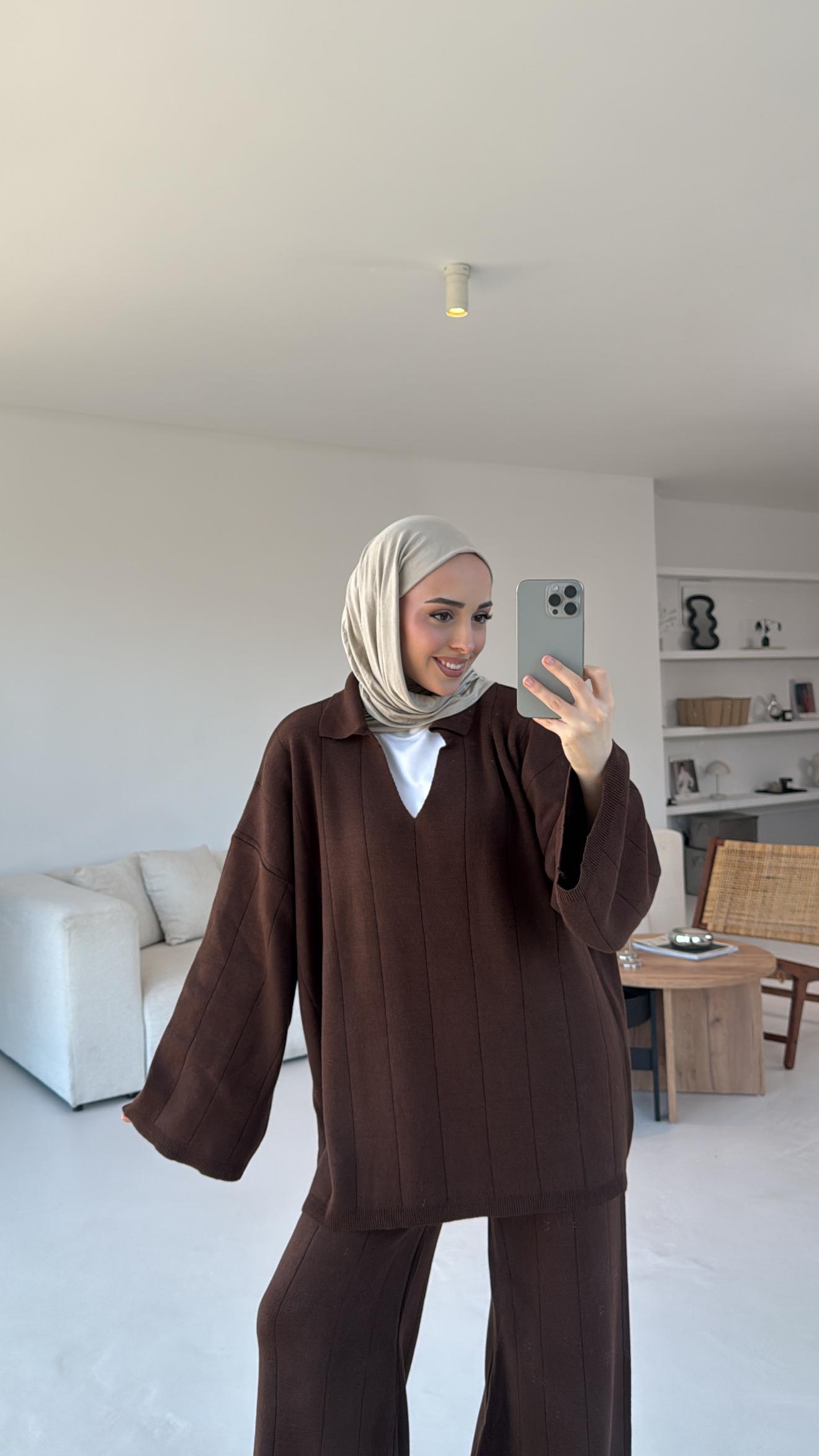 Düz Fitilli Triko Takım Lacivert