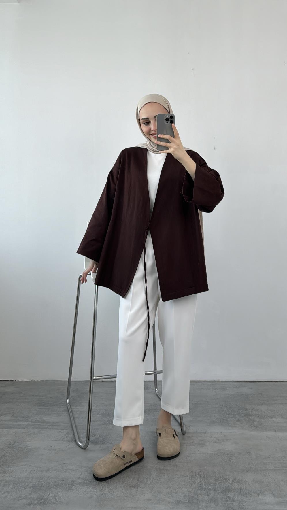 Gabardin Bağlamalı Ceket/Kimono 