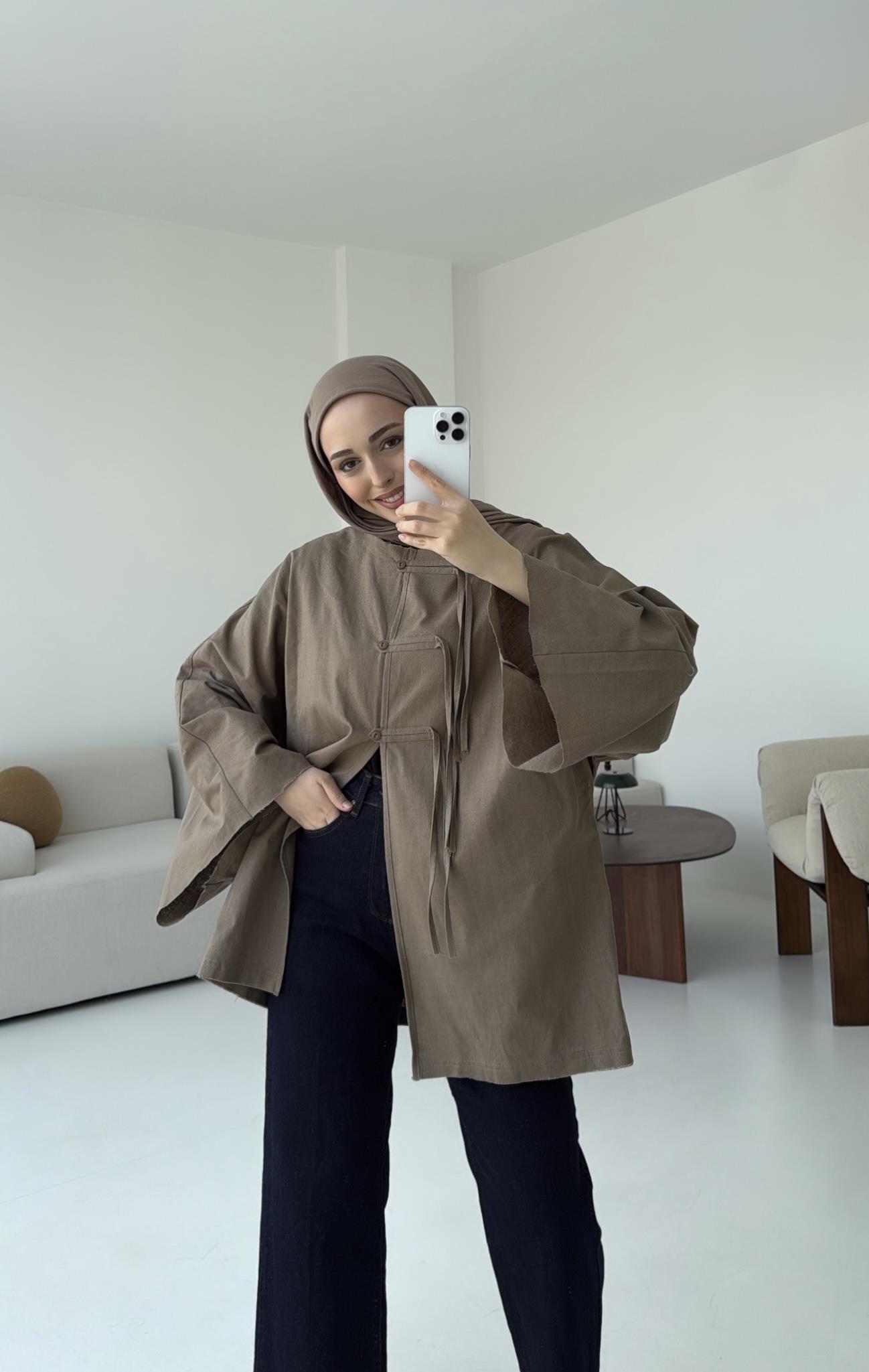 Geniş Kol Kimono Vizon
