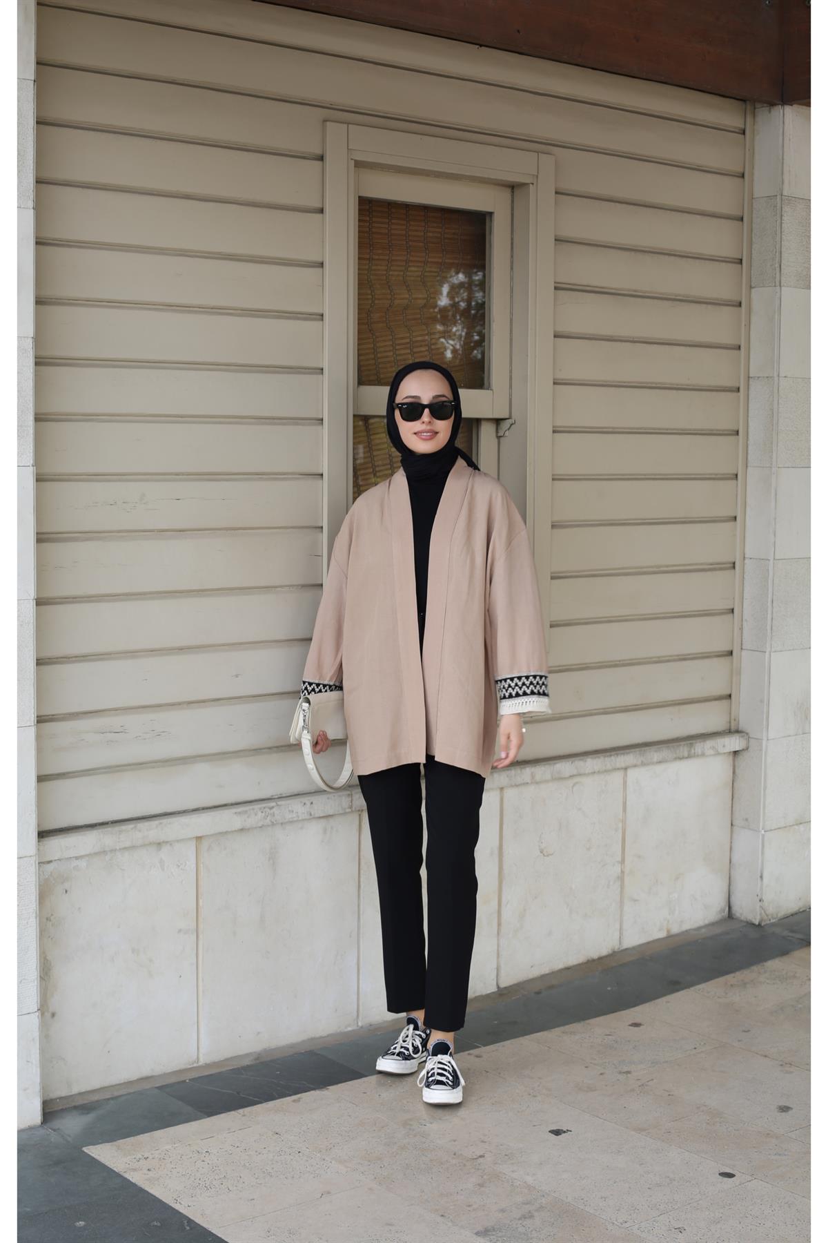 Keten Detaylı Kimono