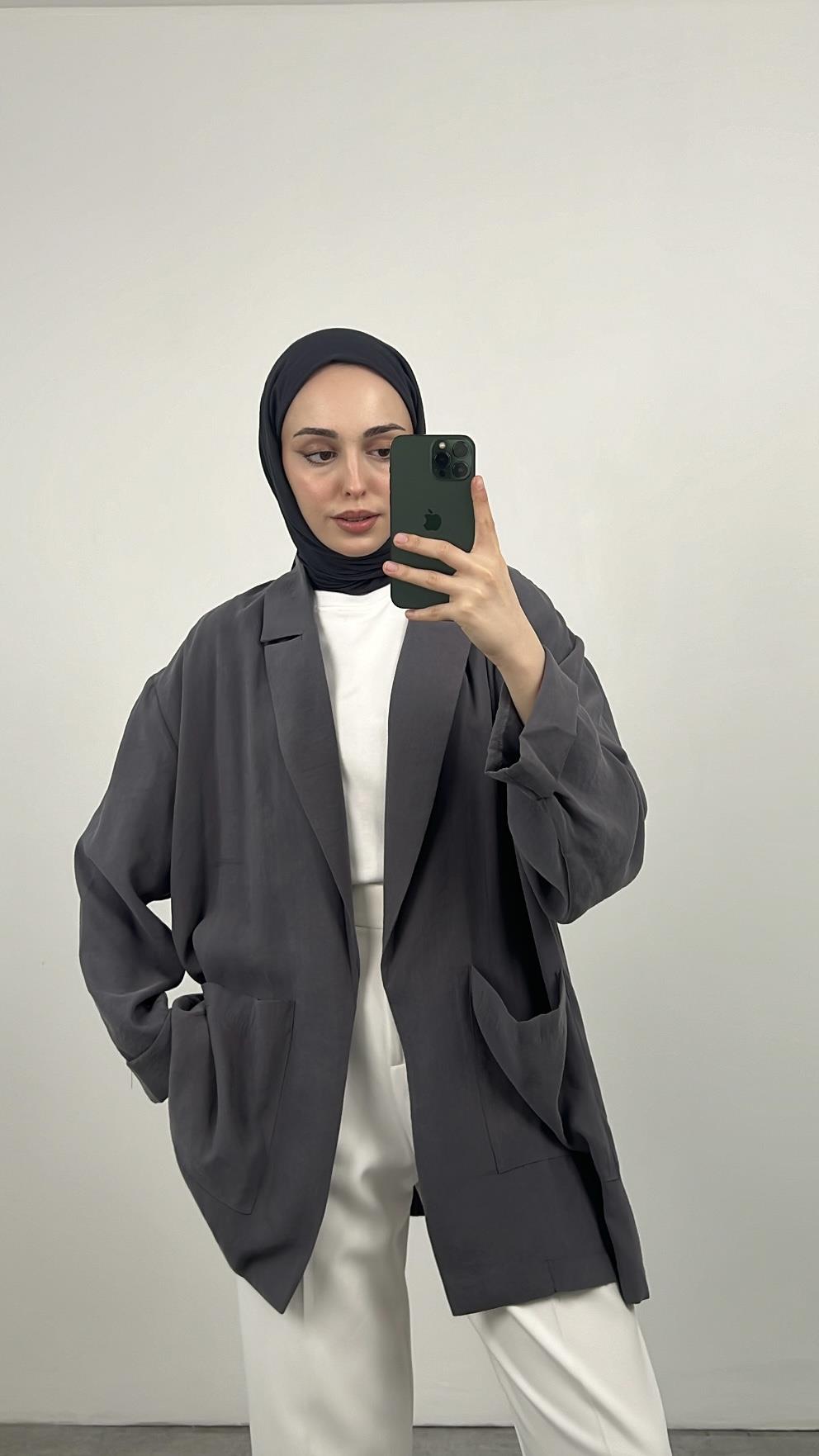 Kol Detaylı Kimono Antrasit