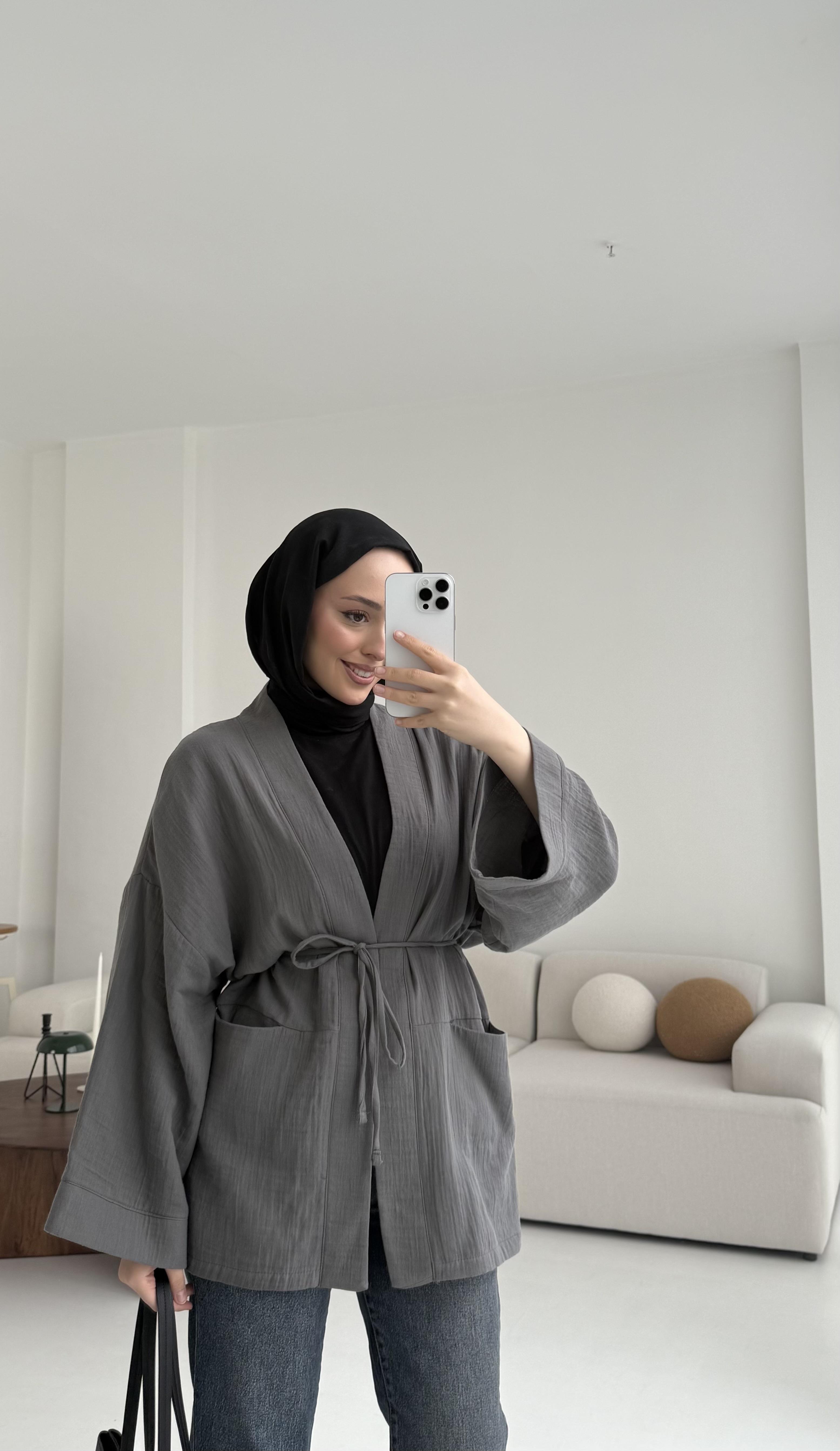 Müslin Kimono Antrasit