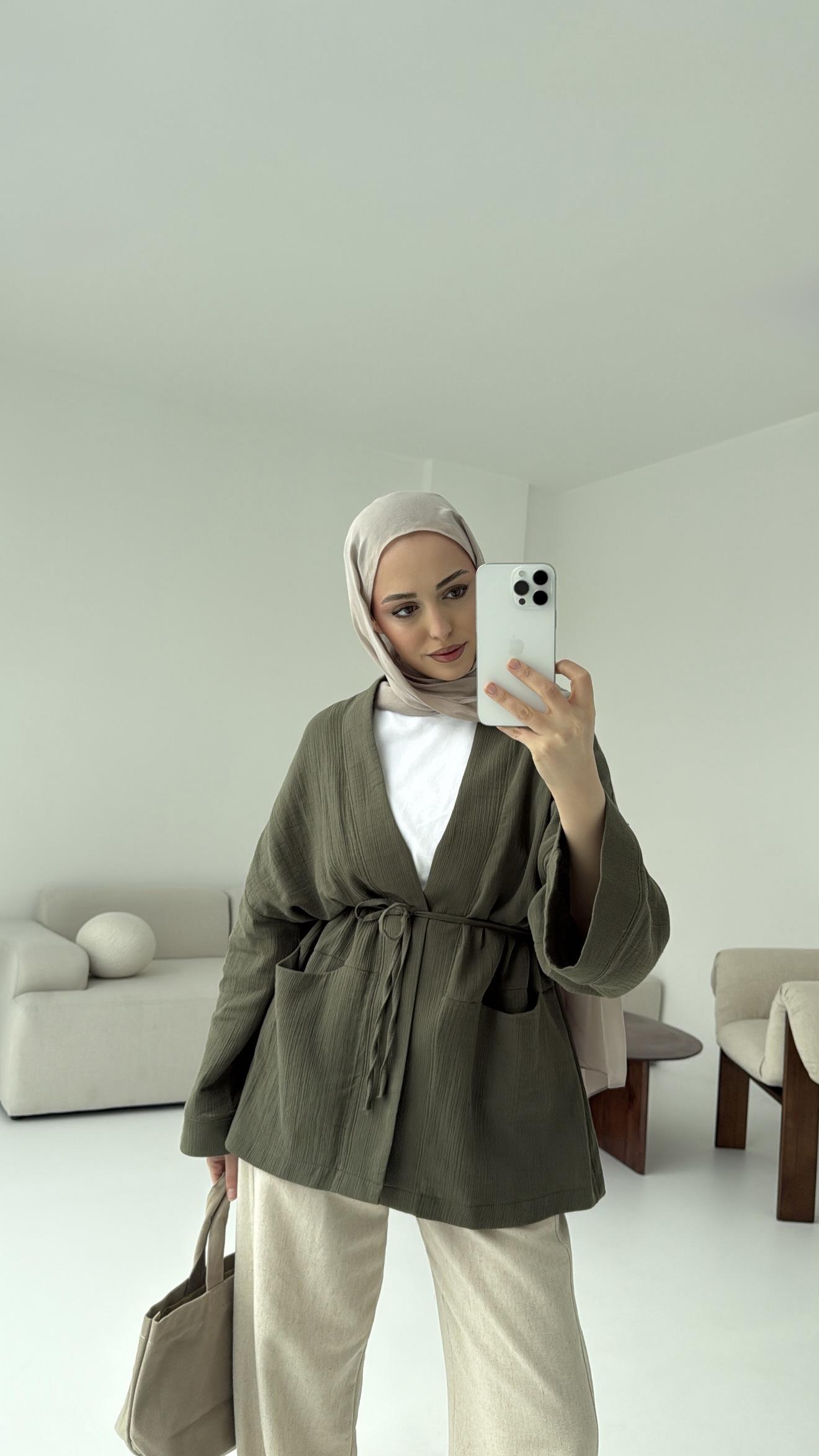 Müslin Kimono Haki