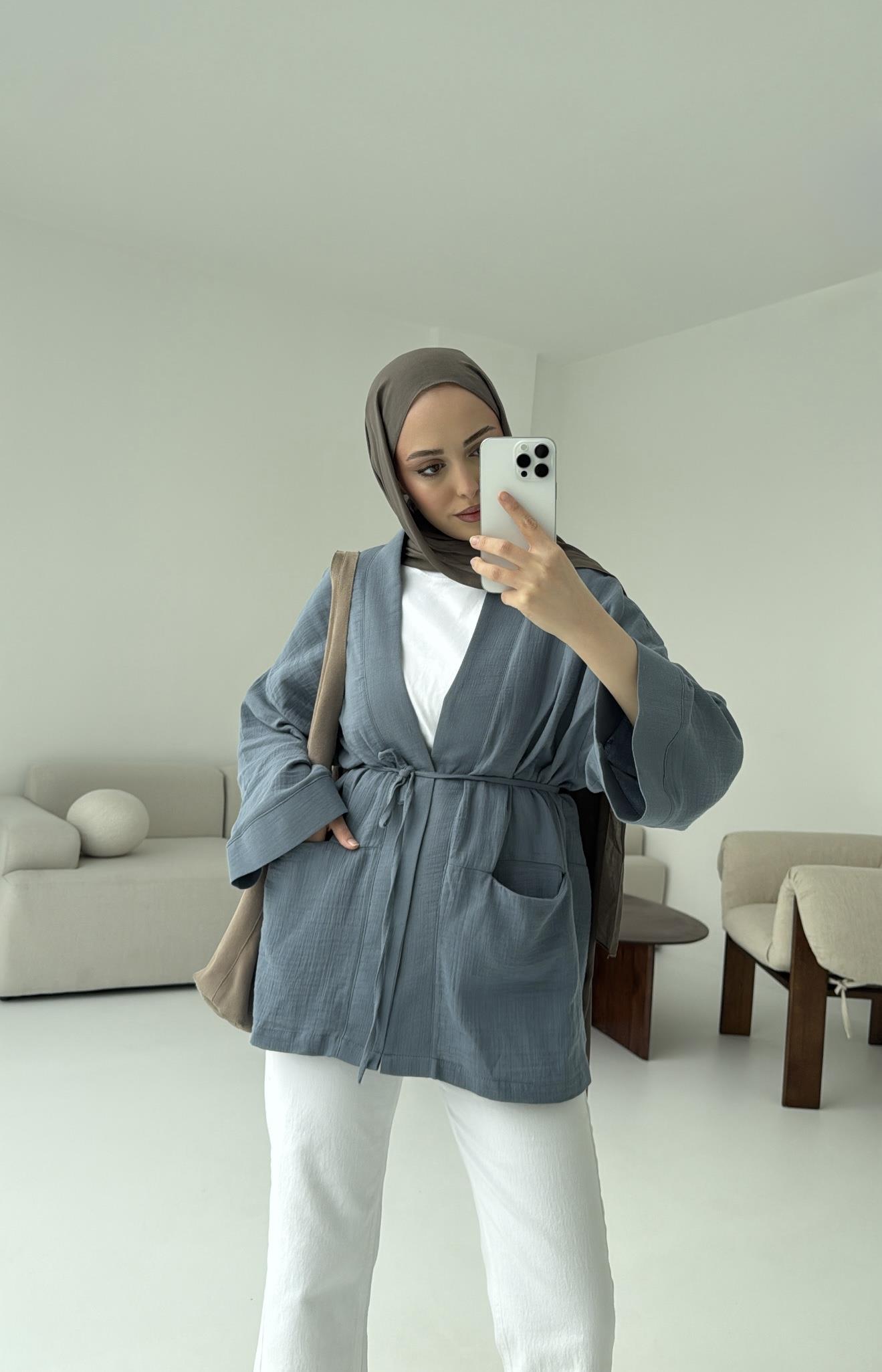 Müslin Kimono Mavi