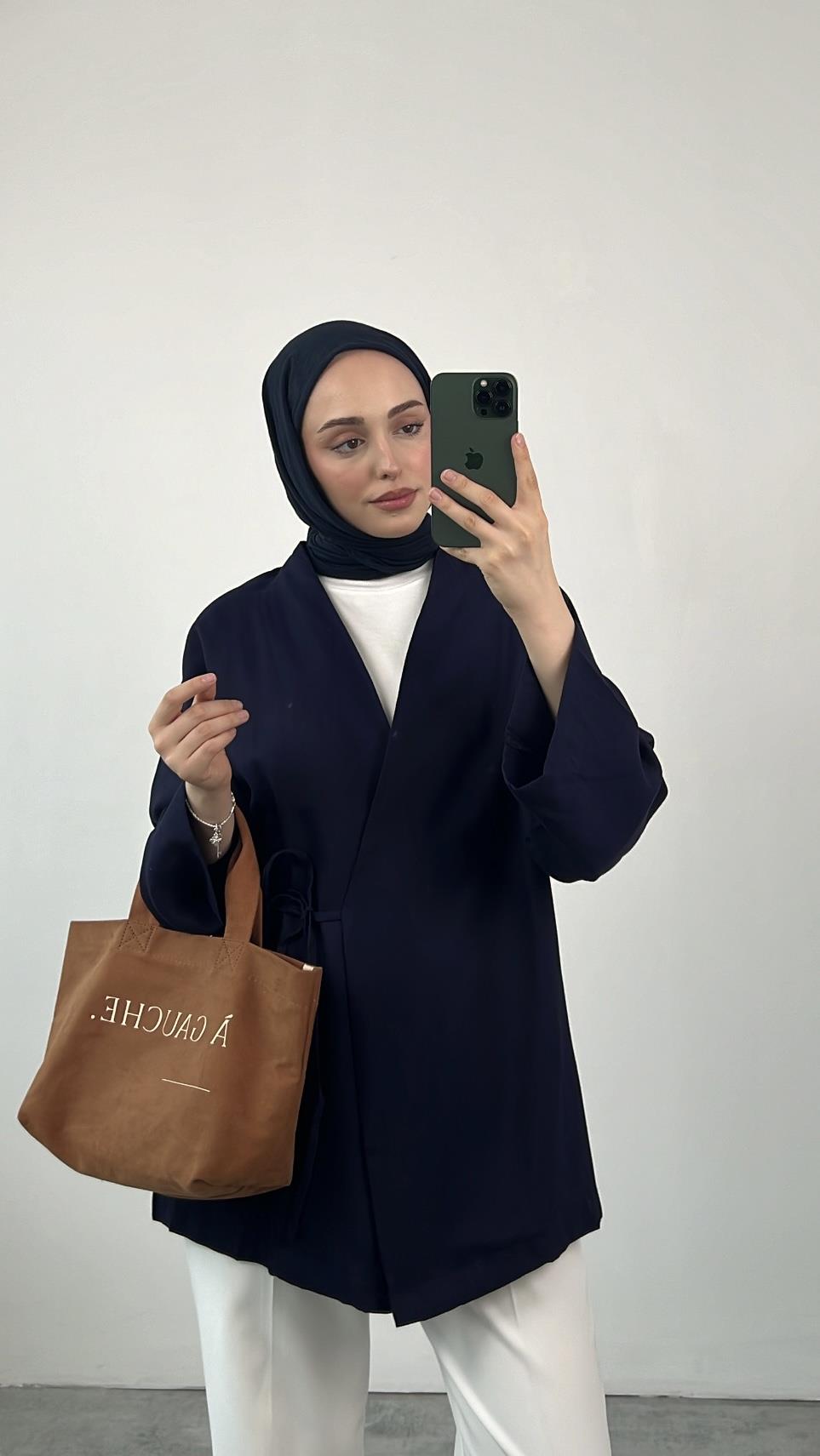 Yazlık Kumaş Yandan Bağlamalı Lacivert