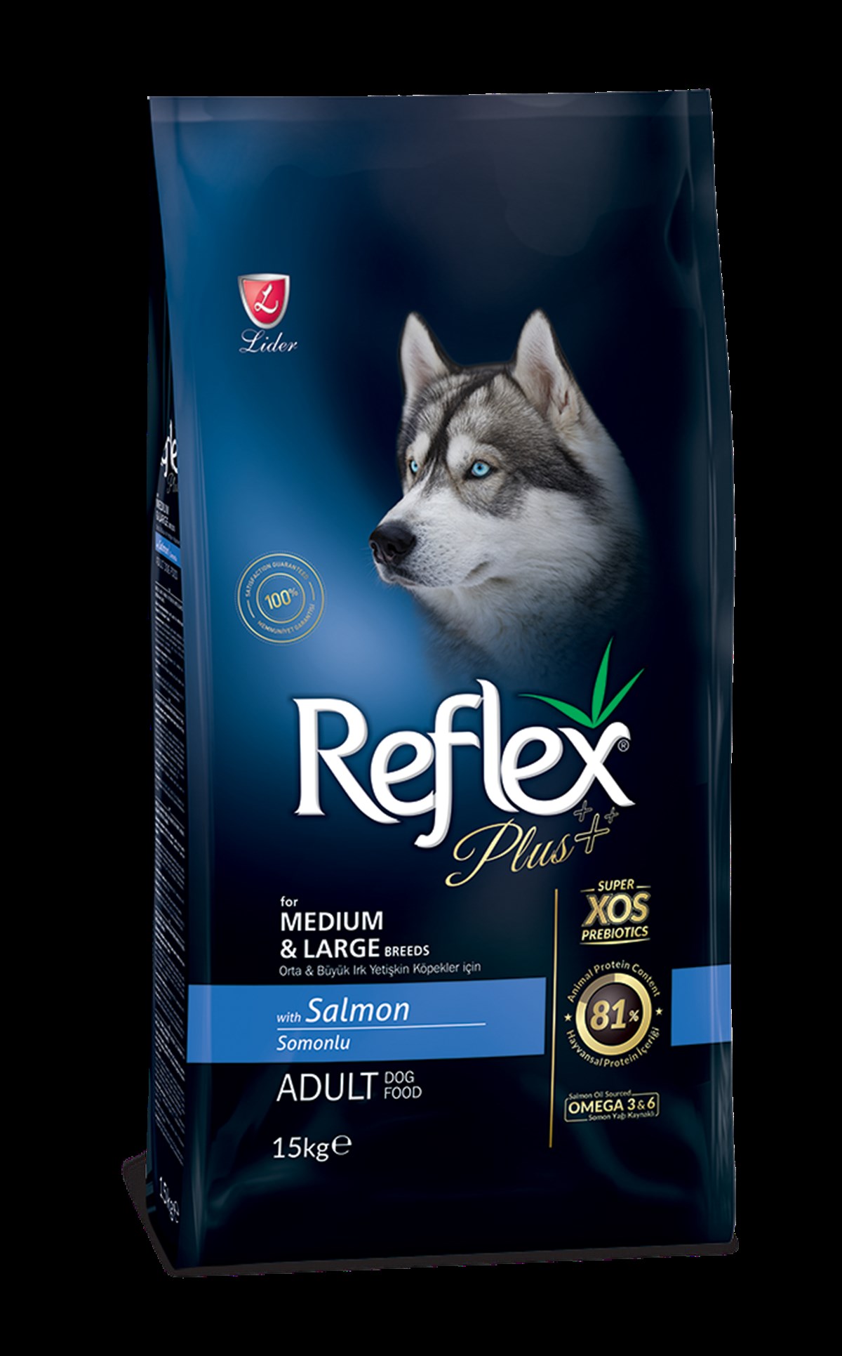 Reflex Plus Somonlu 15 kg Orta ve Büyük Irk Yetişkin Köpek Maması  8698995003476 |Petobur.net 0850 303 28 19