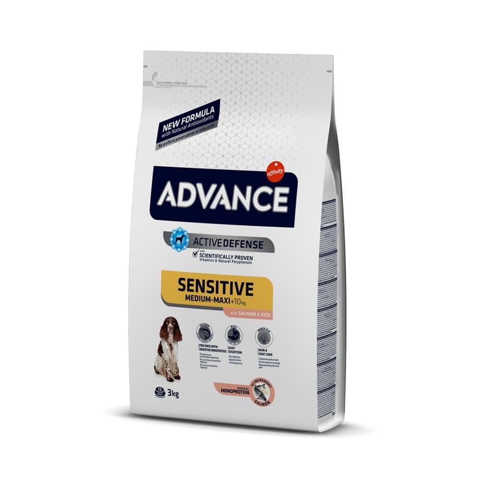 Advance Sensitive Somonlu Orta Büyük Irk Yetişkin Köpek Maması 3 kgAdvance