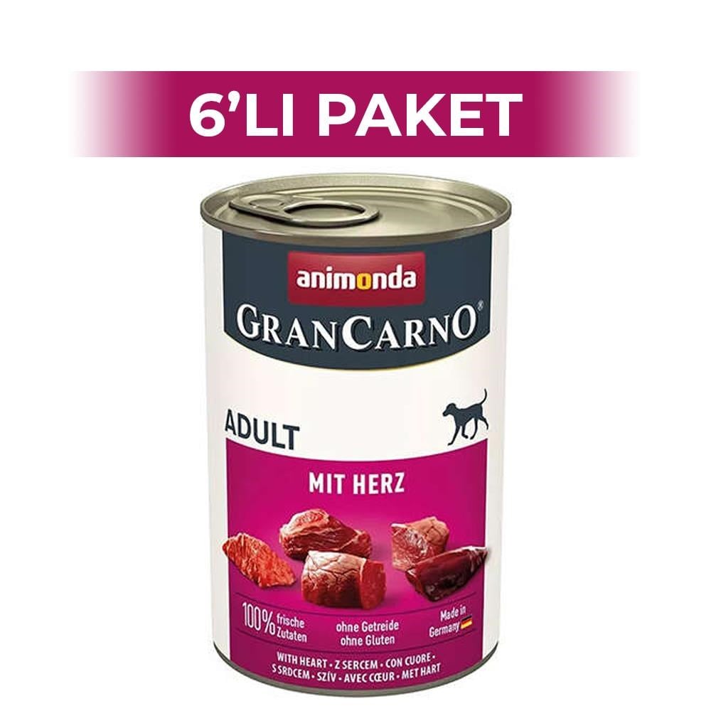 Animonda Gran Carno Sığır ve Hindi Yürekli Yetişkin Köpek Konservesi 400 gr 6 AdetAnimonda
