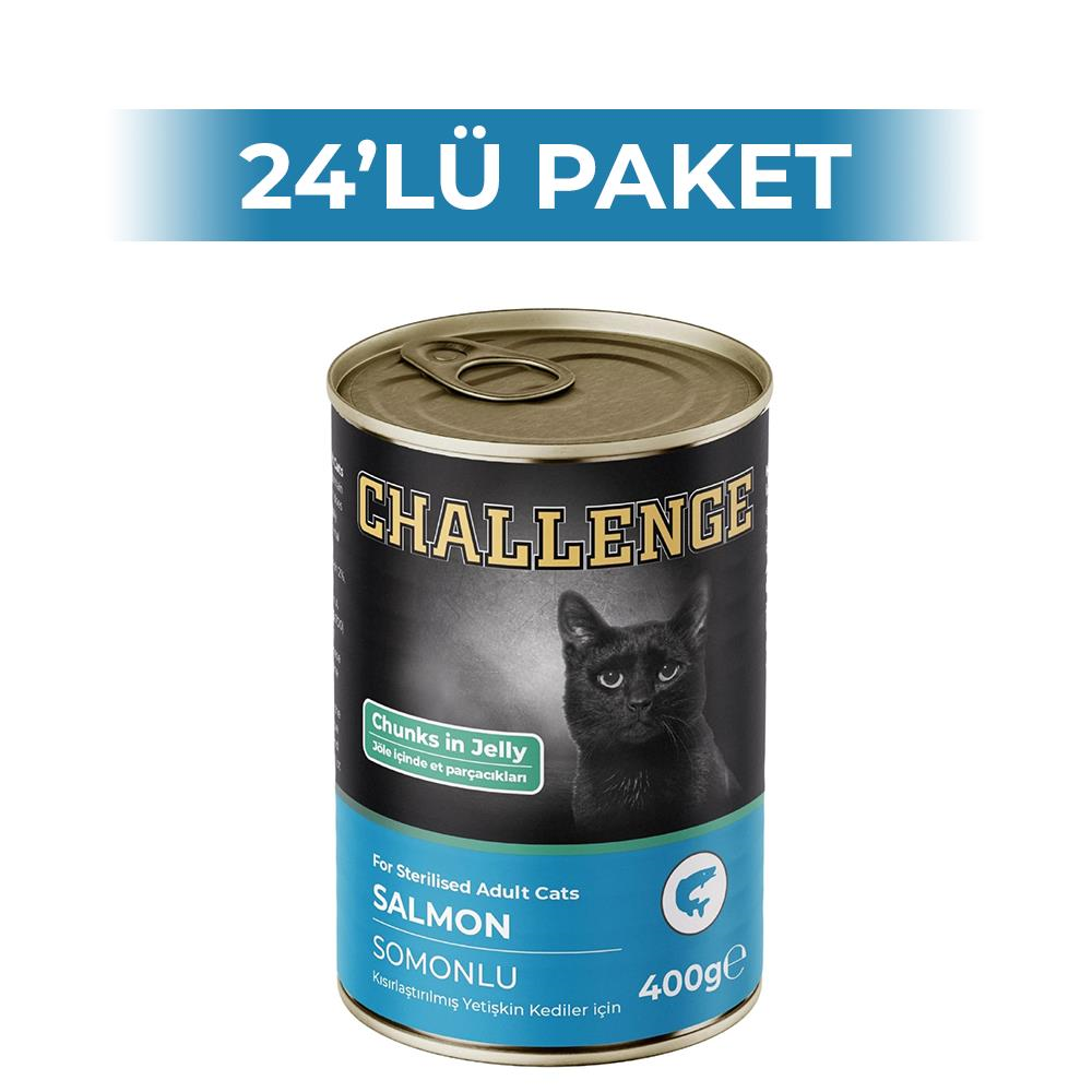 Challenge Somon Balıklı Kısırlaştırılmış Kedi Konservesi 400 gr 24 AdetChallenge