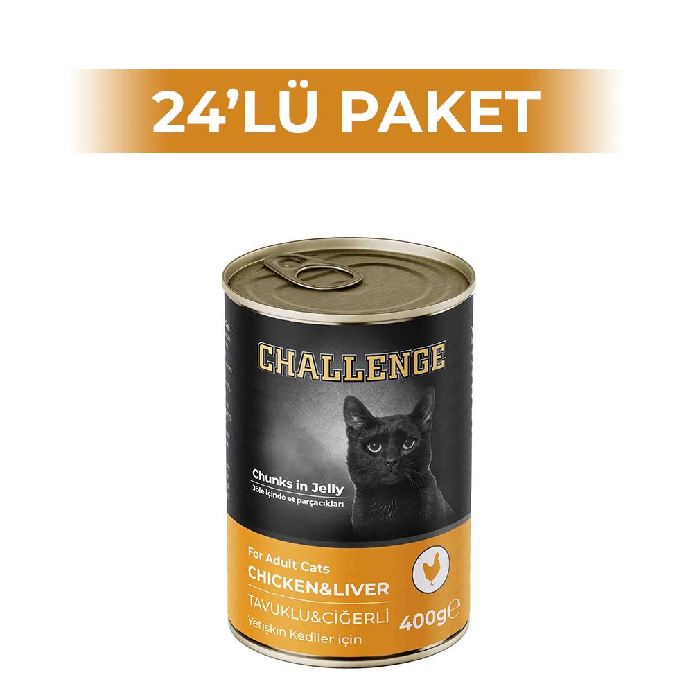 Challenge Tavuklu Ciğerli Yetişkin Kedi Konservesi 400 gr 24 AdetChallenge