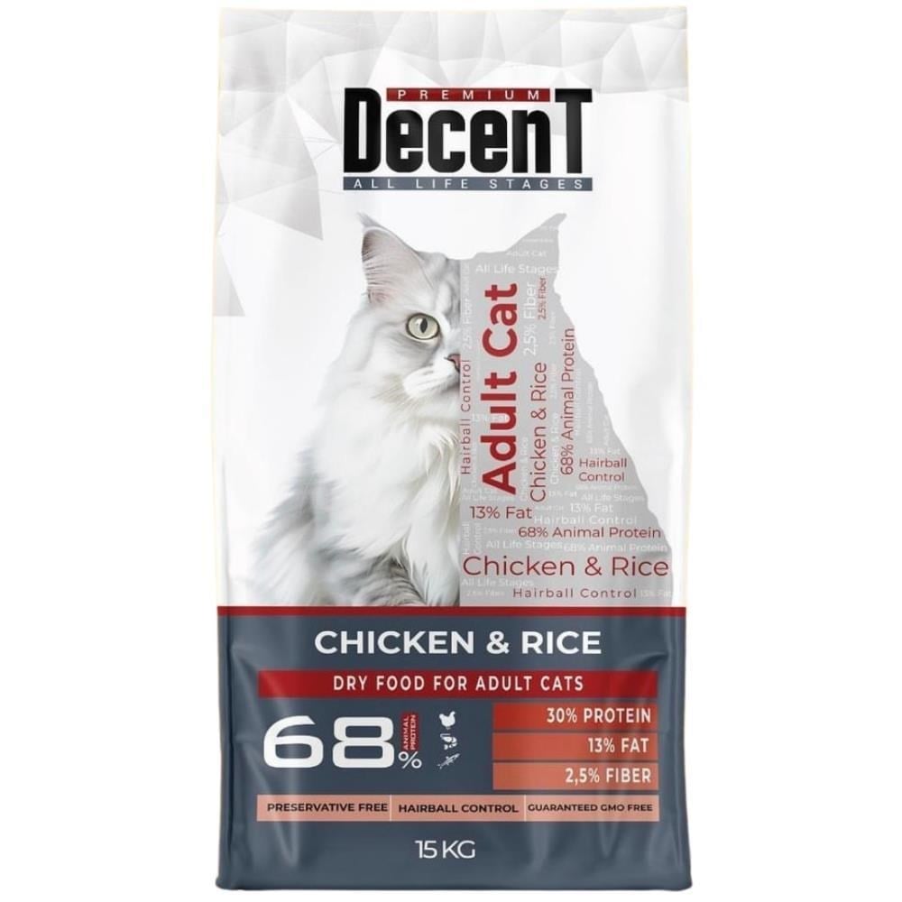 Decent Tavuklu ve Pirinçli Yetişkin Kedi Maması 15 kgDecent