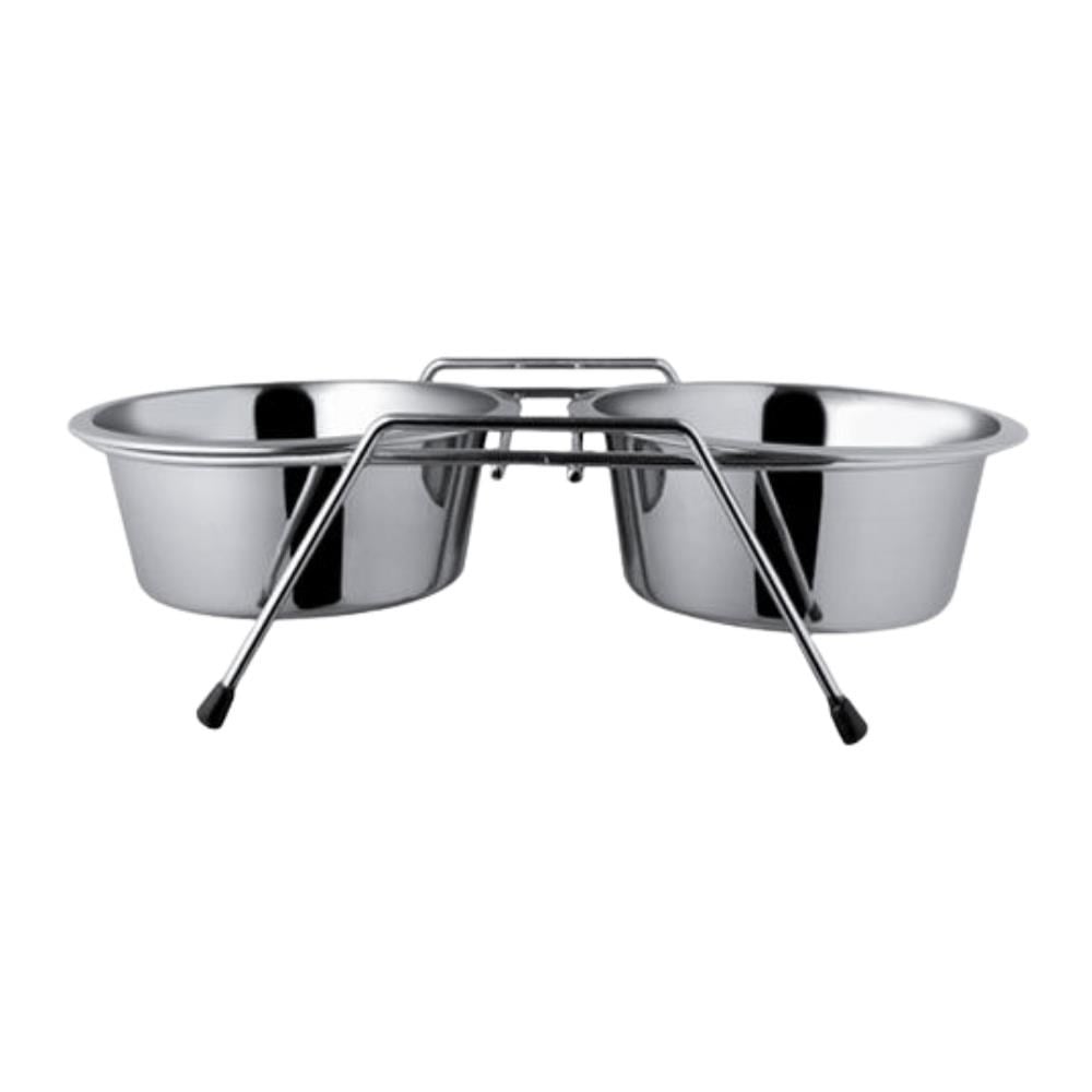 EuroDog Ayaklı İkili Metal Kedi ve Köpek Mama Su Kabı 2x1450 ml 25 cmEuro Dog
