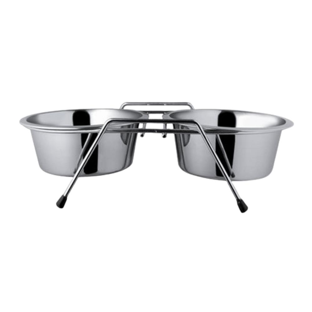 EuroDog Ayaklı İkili Metal Kedi ve Köpek Mama Su Kabı 2x1450 ml 25 cmEuro Dog