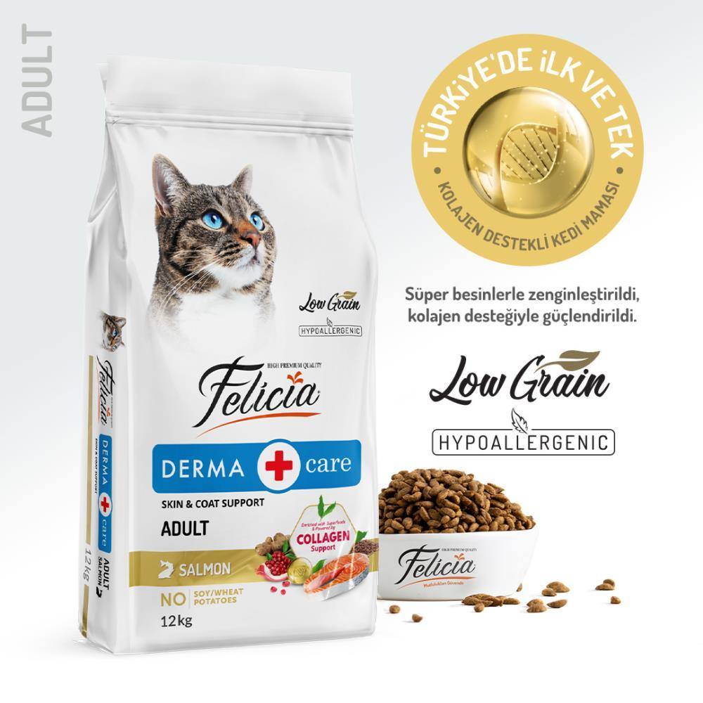 Felicia Az Tahıllı Yetişkin Somonlu HypoAllergenic Kedi Maması 12 kgFelicia