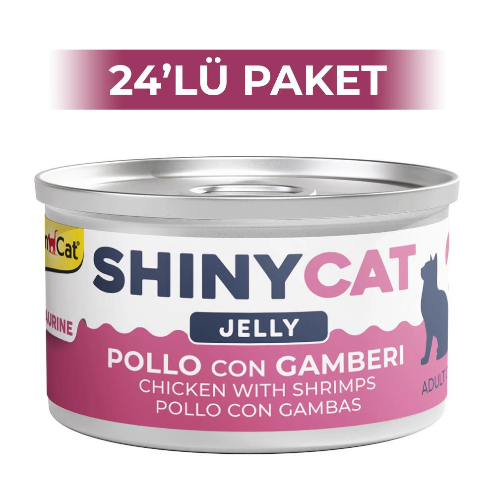GimCat Shinycat Jöle İçinde Tavuklu ve Karidesli Kedi Konservesi 70 gr 24 AdetGimcat