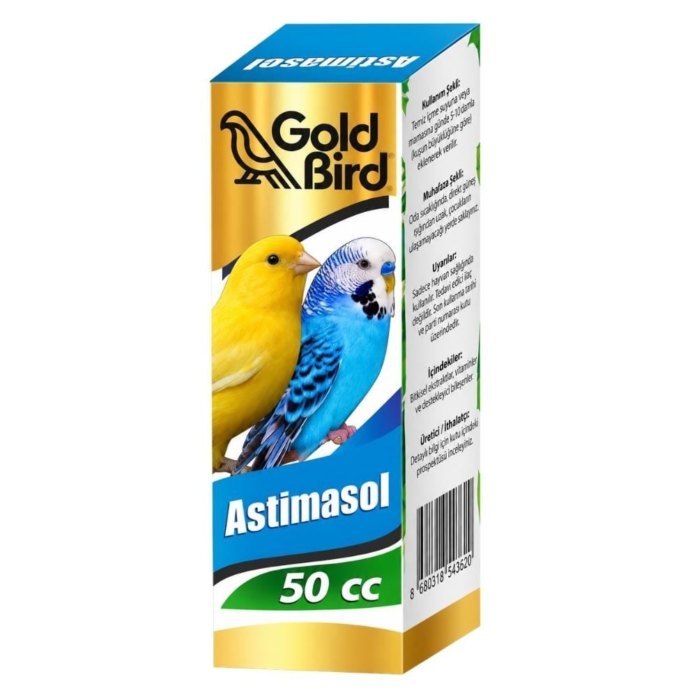 GoldBird Astimasol Kafes Kuşları İçin C Vitaminli Mentol ve Okaliptuslu Damla 50 mlGold Bird