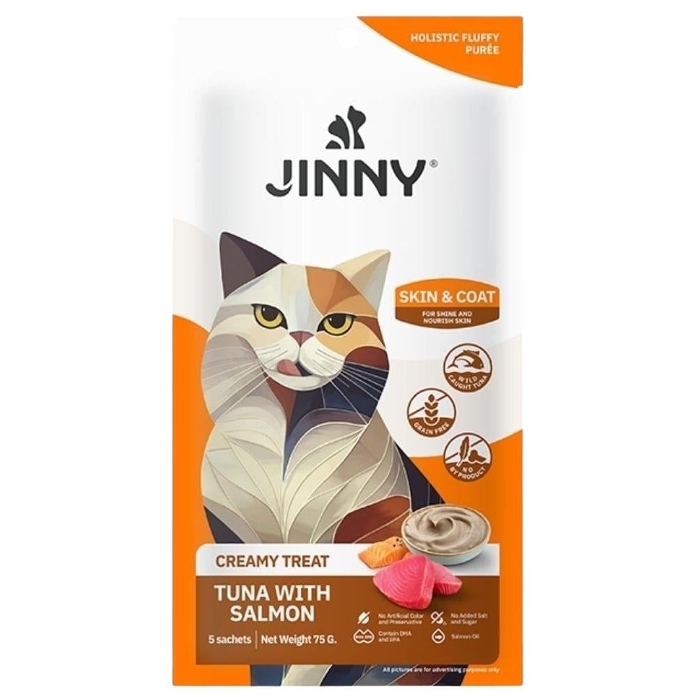 Jinny Creamy Ton Balıklı ve Somonlu Kedi Sıvı Ödül Maması 5x15 grJinny