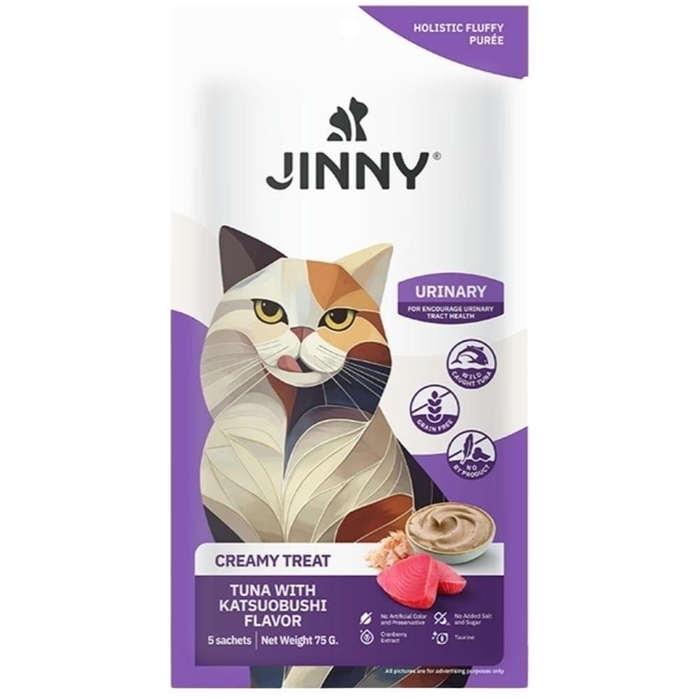 Jinny Creamy Ton Balıklı ve Tütsülenmiş Orkinos Balıklı Kedi Sıvı Ödül Maması 5x15 grJinny