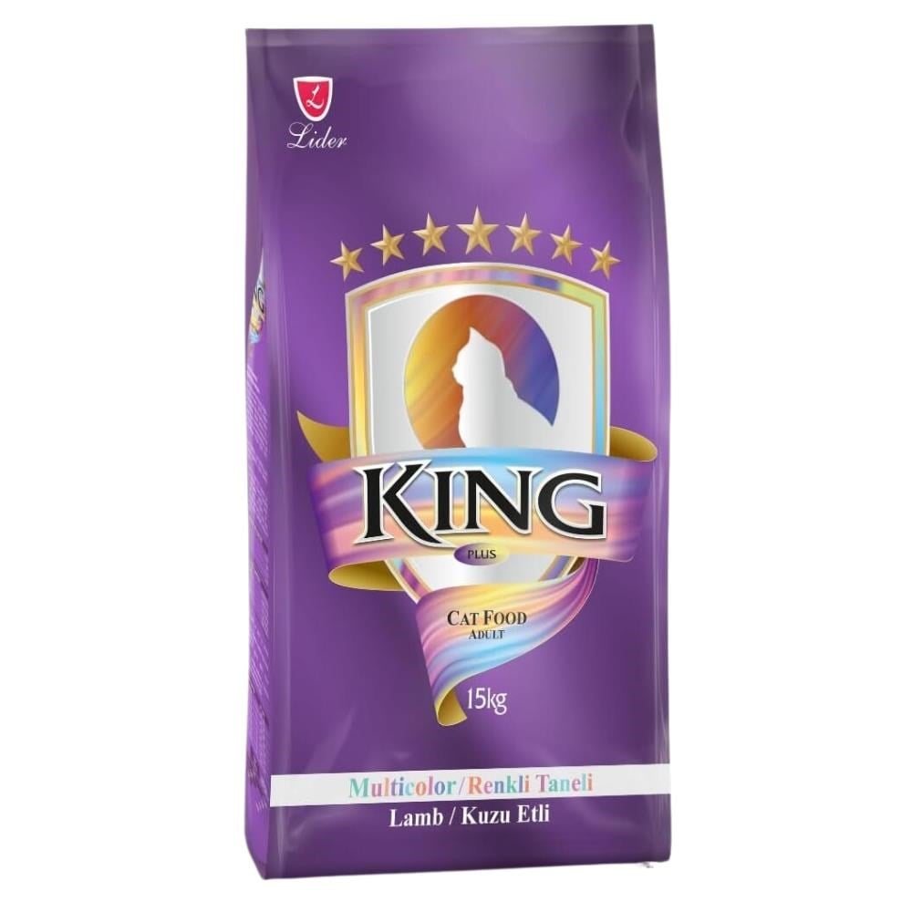 King Multicolor Renkli Taneli Kuzu Etli Yetişkin Kedi Maması 15 kgKing
