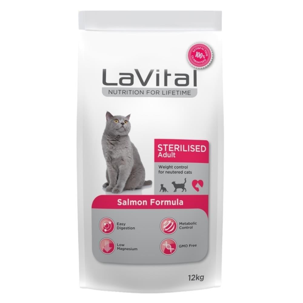 LaVital Kilo Kontrolü için Somonlu Kısırlaştırılmış Kedi Maması 12 kgLaVital