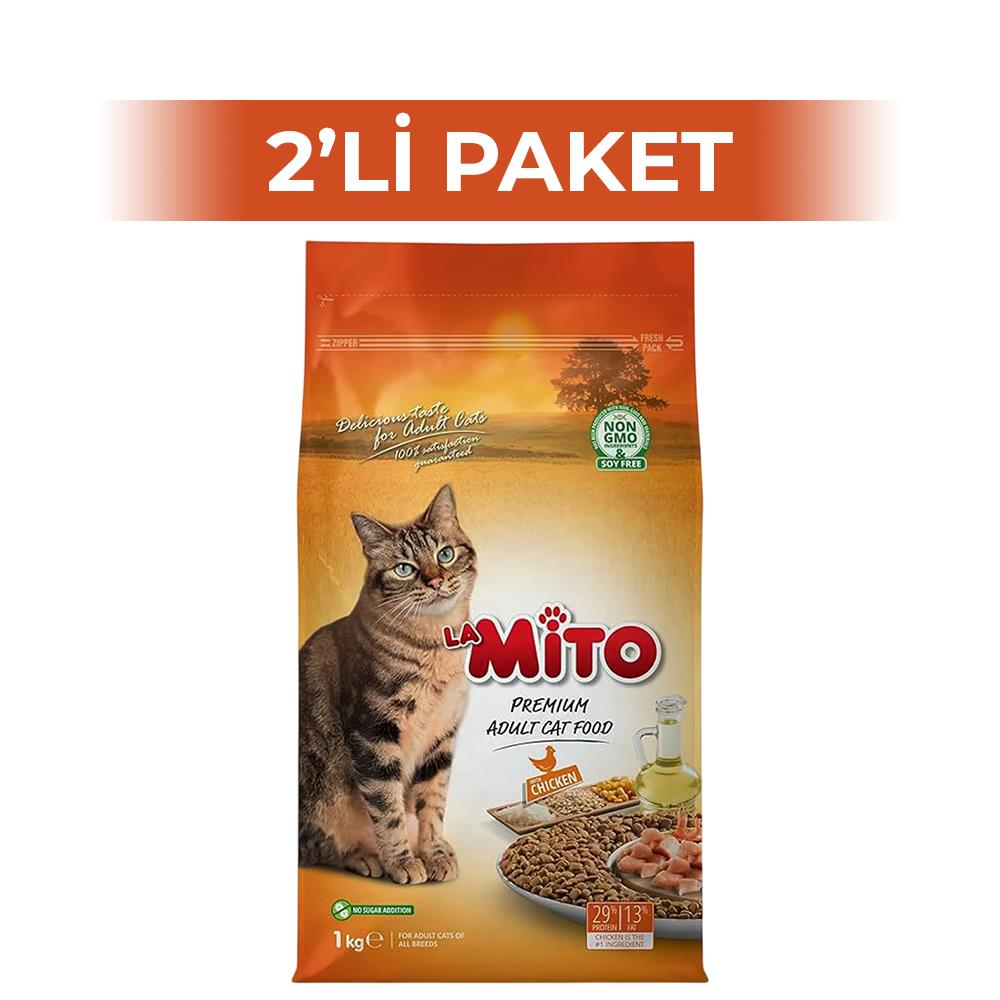 Mito Tavuklu Yetişkin Kuru Kedi Maması 1 kg 2 AdetMito