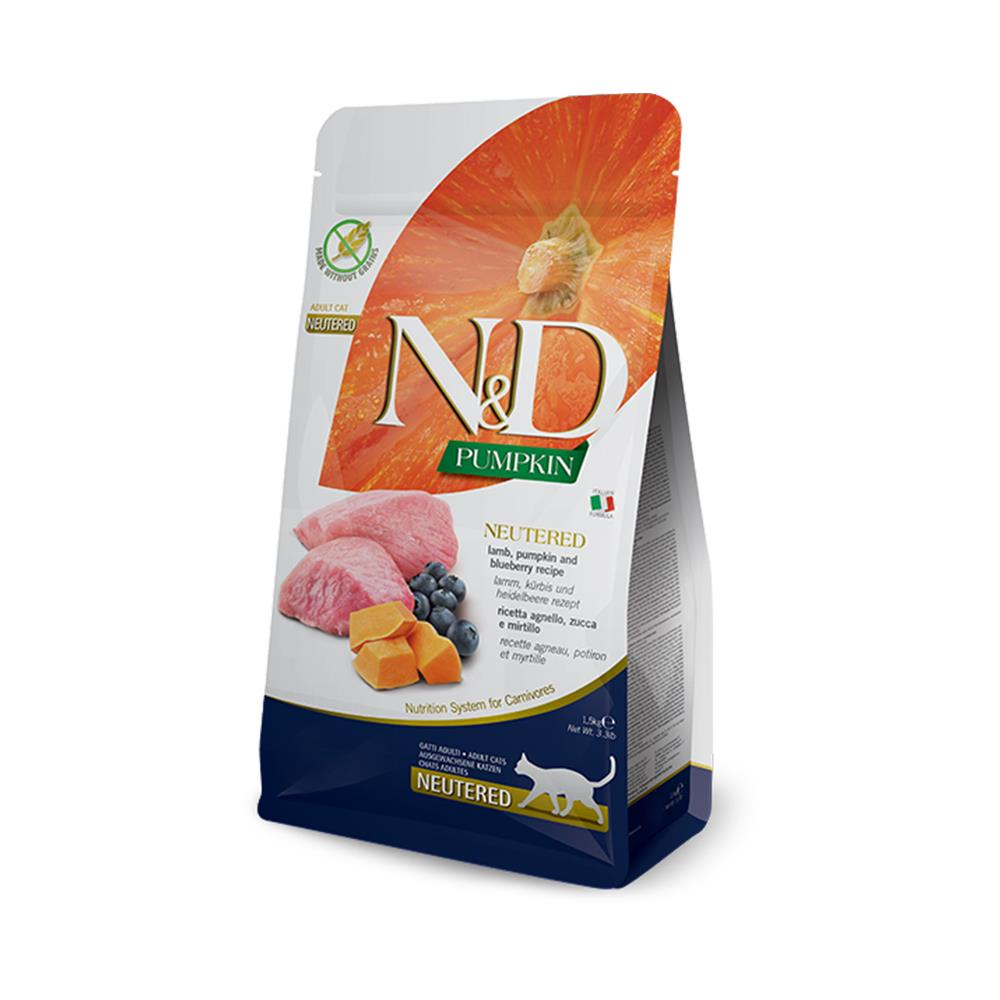 N&D Balkabaklı Kuzu Yaban Mersinli Kısır 1.5 kg Kedi MamasıND