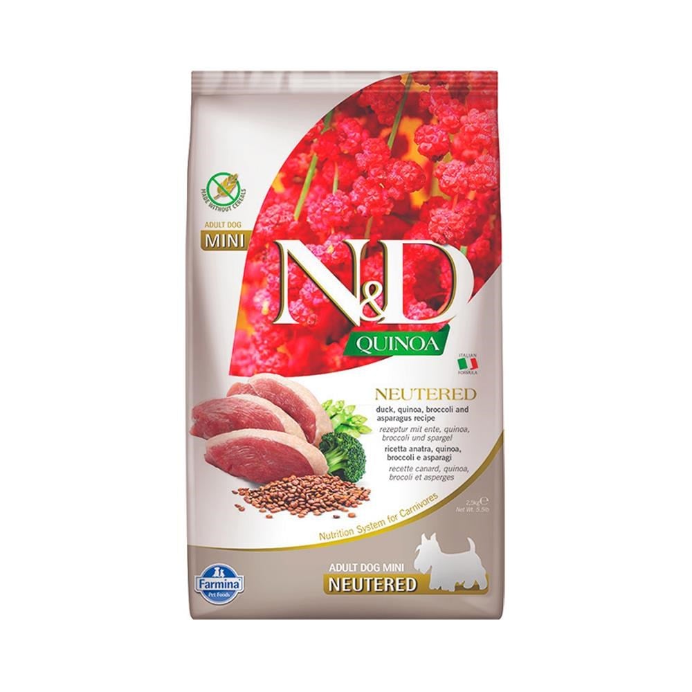 N&D Quinoa Mini Ördek ve Brokoli Yetişkin Kısırlaştırılmış Köpek Maması 2,5 kgND