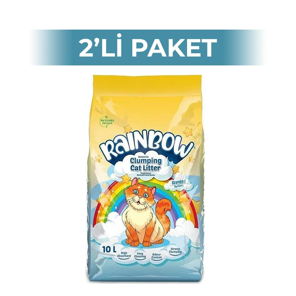 Rainbow Parfümlü Topaklaşan Bentonit Kedi Kumu 10 lt 2 AdetRainbow