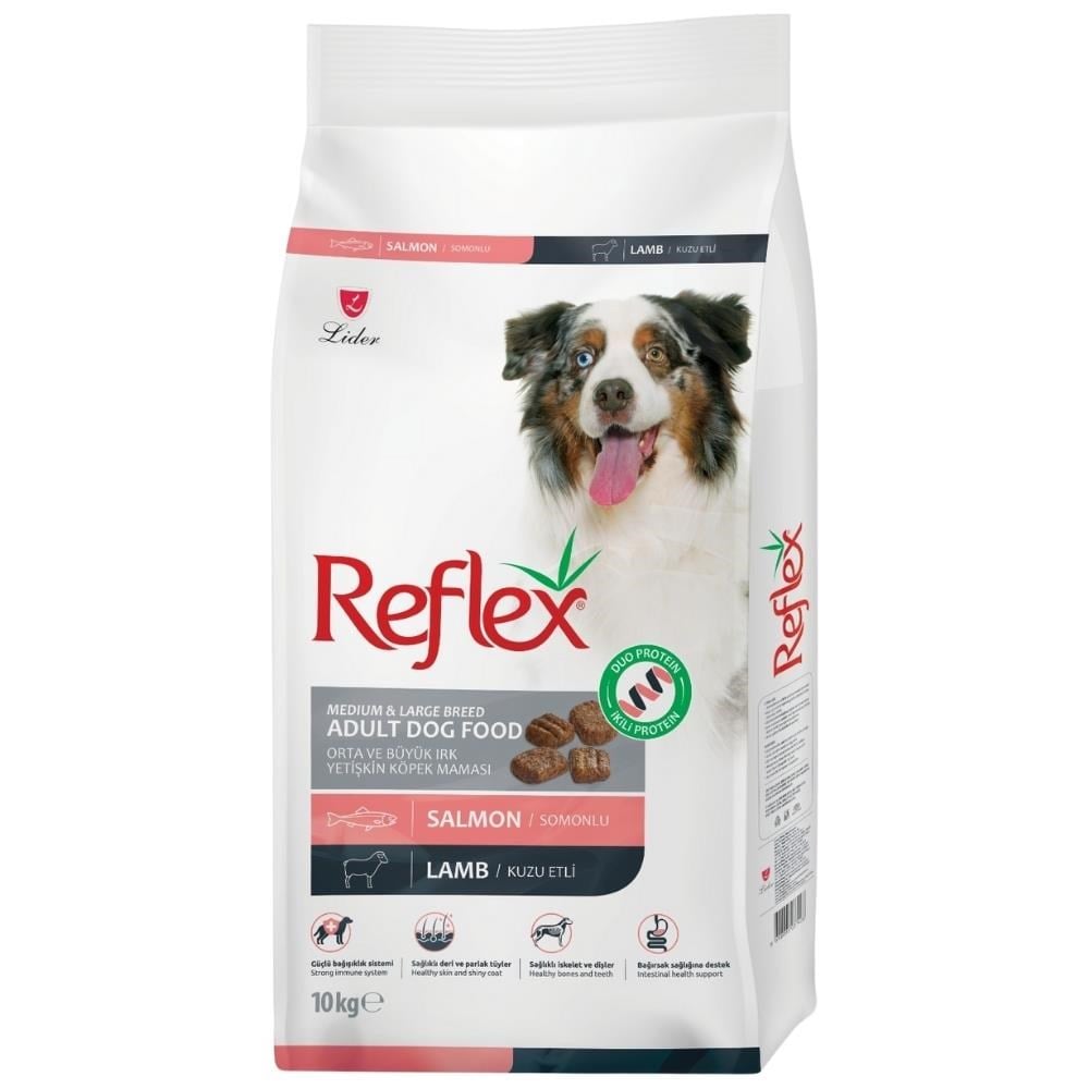 Reflex Duo Proteinli Somonlu ve Kuzu Etli Orta ve Büyük ırk Yetişkin Köpek Maması 10 kgReflex