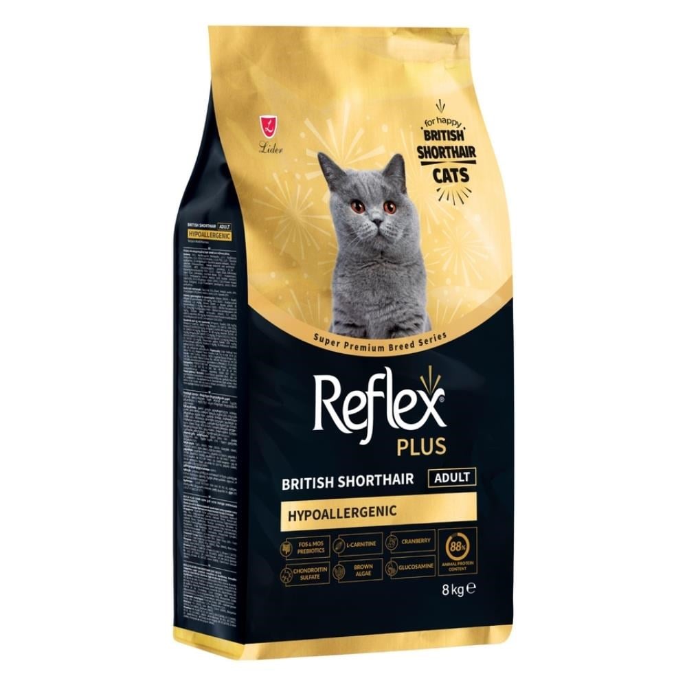 Reflex Plus Hipoalerjenik British Shorthair Yetişkin Kedi Maması 8 kgReflex Plus