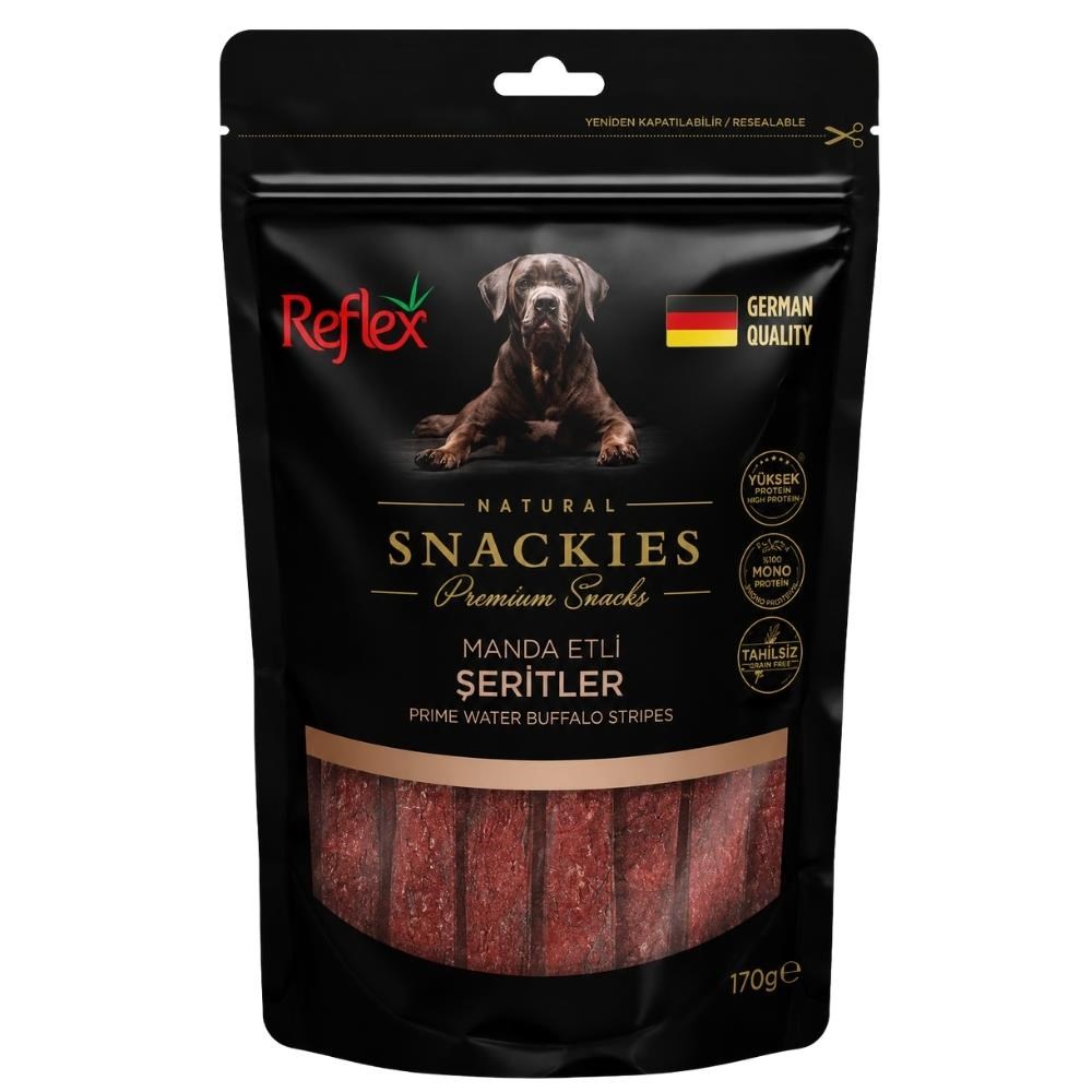 Reflex Snackies Natural Manda Etli Şerit Tahılsız Köpek Ödül Maması 170 grReflex