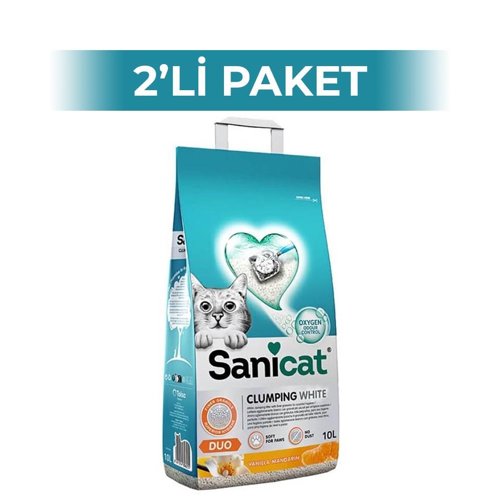 SaniCat Duo Vanilya Ve Mandalin Kokulu Doğal Kedi Kumu 10 lt 2 AdetSanicat