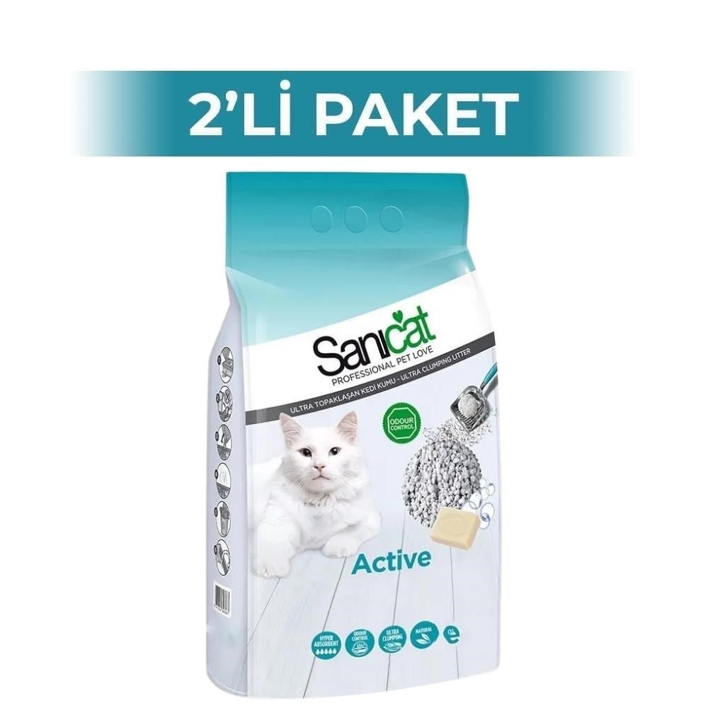 Sanicat Sabun Kokulu Bentonit Topaklaşan İnce Taneli Kedi Kumu 10 lt 2 AdetSanicat