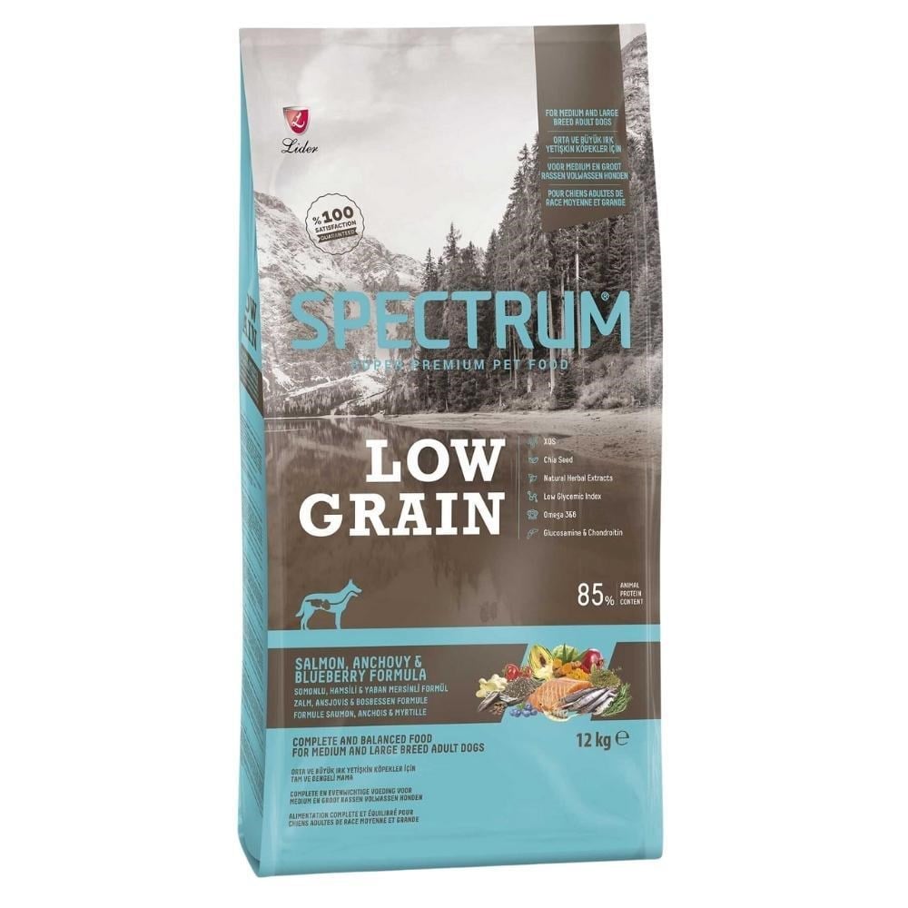 Spectrum Düşük Tahıllı Somonlu Hamsili Yaban Mersinli Orta ve Büyük Irk Yetişkin Köpek Maması 12 kgSpectrum
