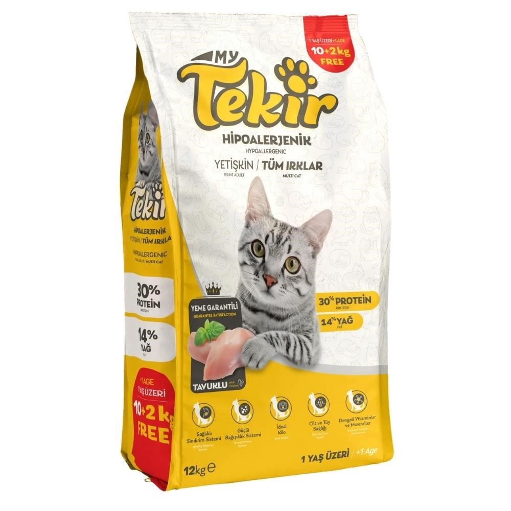 Tekir Tavuklu Hipoalerjenik Yetişkin Kedi Maması 12 kgTekir 
