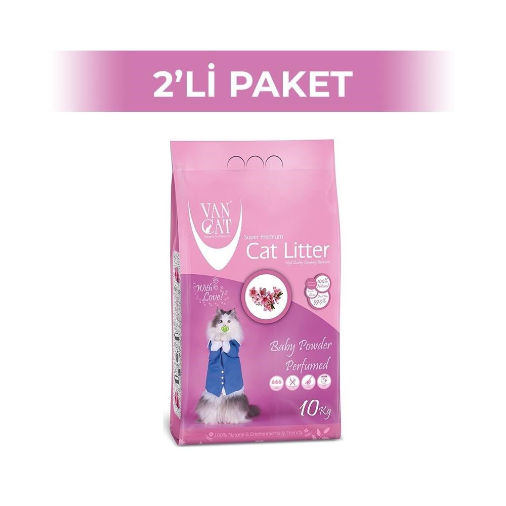 Vancat Baby Powder Pudra Kokulu İnce Taneli Kedi Kumu 10 kg 2 AdetVanCat