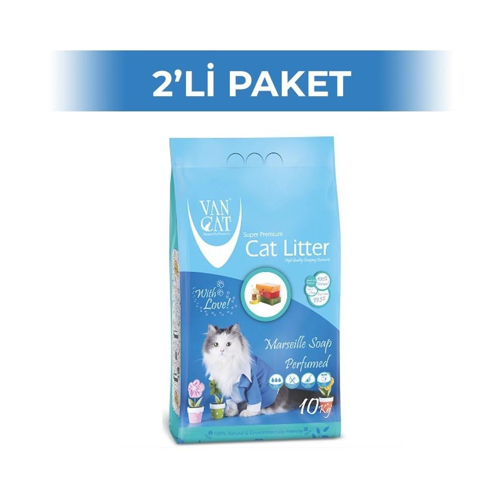 Vancat Marsilya Sabunu Kokulu İnce Taneli Kedi Kumu 10 kg 2 AdetVanCat
