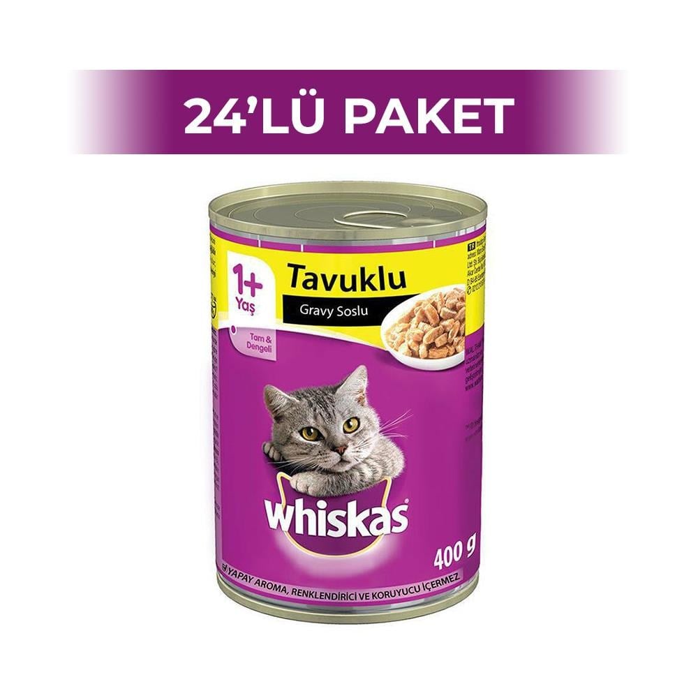 Whiskas Tavuklu Soslu Yetişkin Kedi Konservesi 400 gr 24 AdetWhiskas