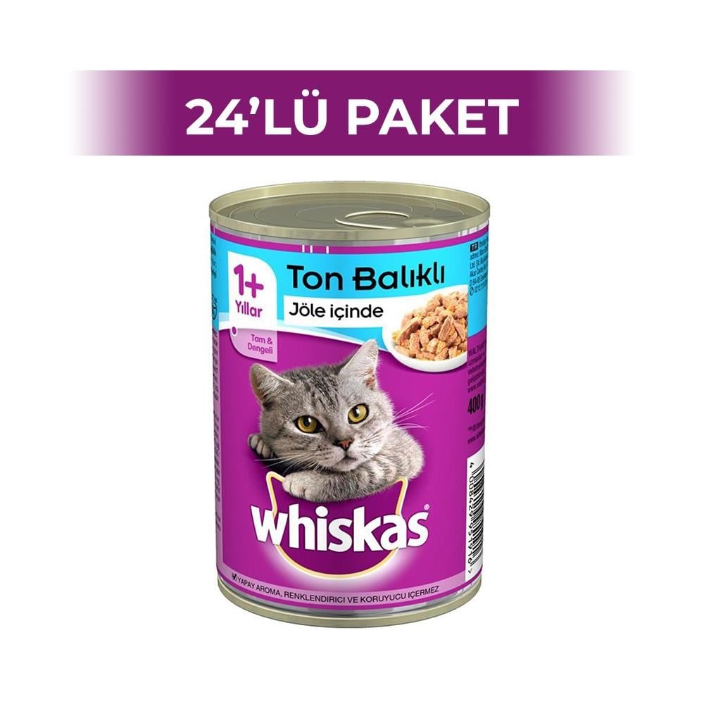 Whiskas Ton Balıklı Yetişkin Kedi Konservesi 400 gr 24 AdetWhiskas
