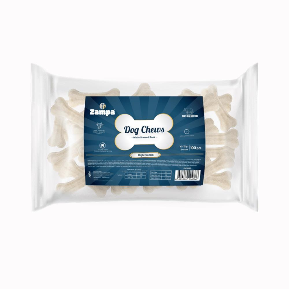 Zampa Beyaz Press Kemik Köpek Ödülü 100'lü 10-12 grZampa