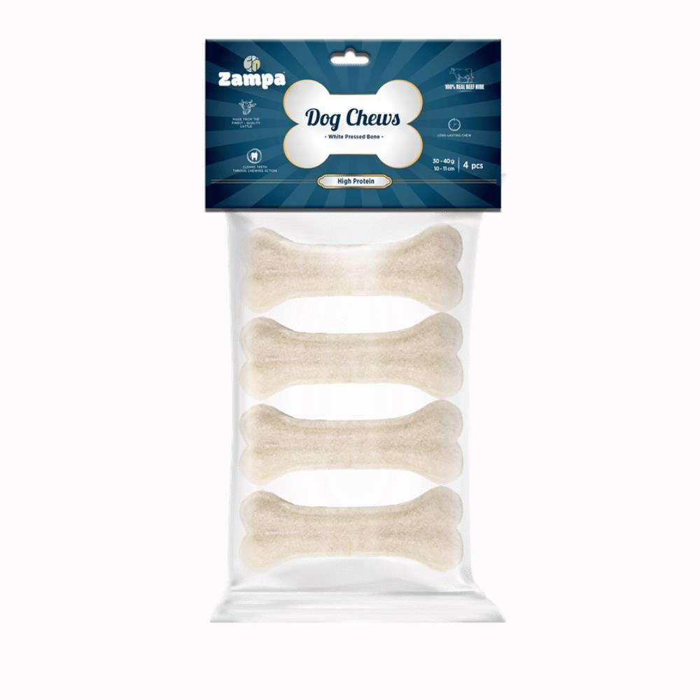 Zampa Beyaz Press Kemik Köpek Ödülü 4'lü 30-40 grZampa