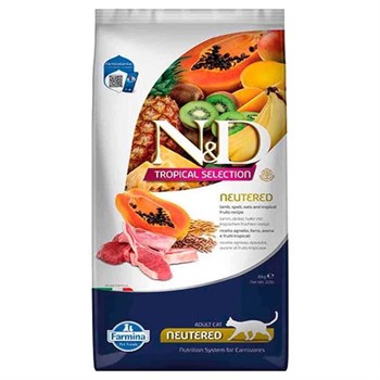 N&D Tropical Selection Kuzu Etli ve Tropikal Meyveli Kısırlaştırılmış Kedi Maması 10 kgND