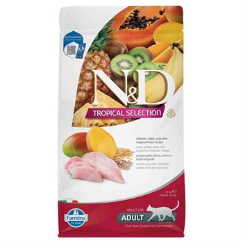 N&D Tropical Selection Tavuklu ve Tropikal Meyveli Yetişkin Kedi Maması 1,5 kgND
