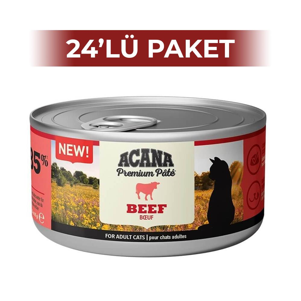 Acana Premium Pate Sığır Etli Ezme Yetişkin Kedi Konservesi 85 gr 24 AdetAcana