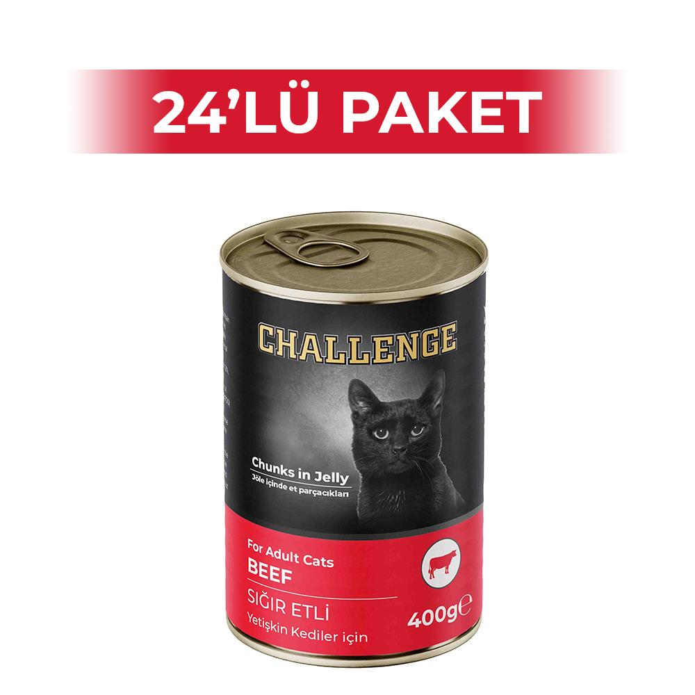 Challenge Sığır Etli Yetişkin Kedi Konservesi 400 gr 24 AdetChallenge
